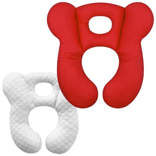 Baby Travel Pillow, Upgrade U-Shape Infant Pillow for Car Seat Pushchair and Stroller, Soft Comfortable Sleep Cushion for Kids Newborn and Toddler -Red