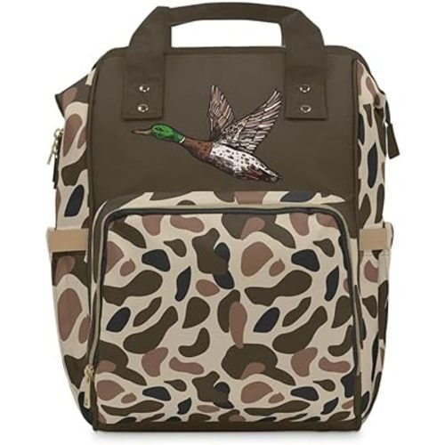 Old School Camo Duck Backpack/Mallard Duck Travel Bag/Trendy Duck Camo Carryon