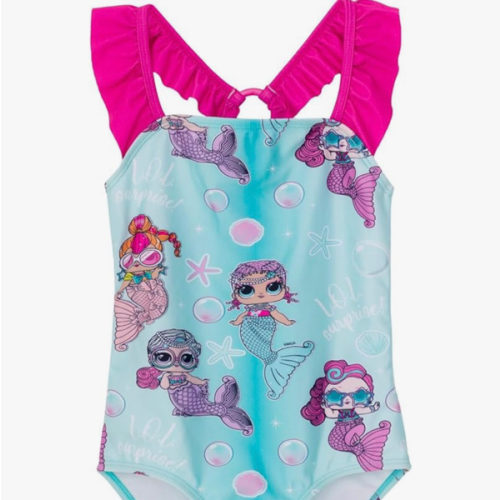 L.O.L. Surprise! Girls UPF 50+ One Piece Bathing Suit Little Kid to Big Kid Sizes (4-14-16)