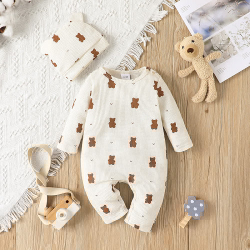 Baby Cute Bear Knit Romper with Hat