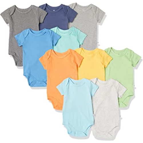 HonestBaby unisex-baby 10-pack Organic Cotton Short Sleeve Bodysuits