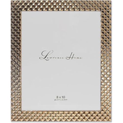 Lawrence Frames Metal Frame, Diamond Pattern, Gold, 8x10