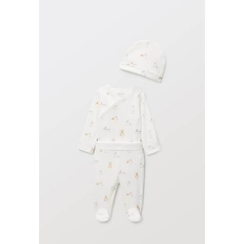 Set 3 pièces en côtes : body, legging et bonnet en coton BIO GOTS