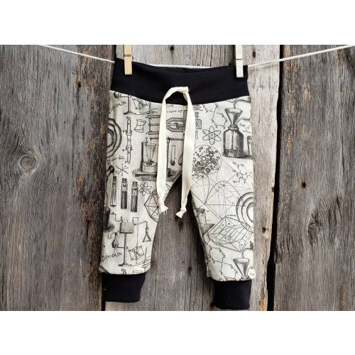 Science Baby Leggings: Vintage Lab Book Print, Organic Cotton engineering theme