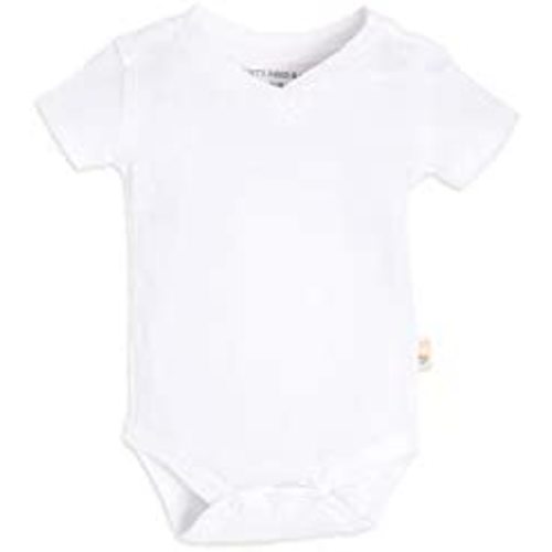 Organic Cotton Short Sleeve V Neck Bodysuit - Midnight