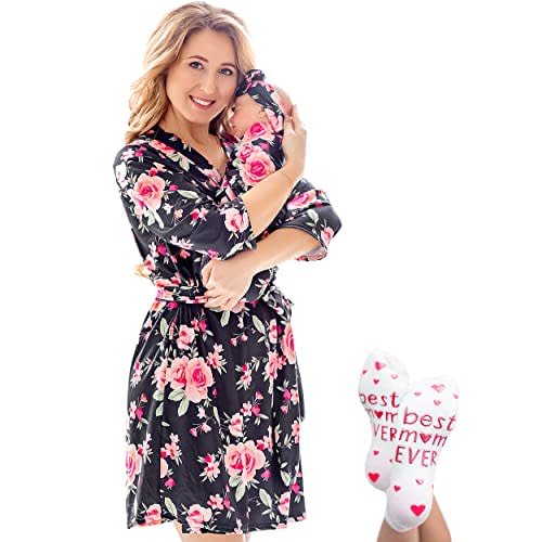 ECO BABY Mommy and Me Robe and Swaddle Set | Maternity Robe and Matching Baby Set for Girl, Boy | Hospital Labor and Delivery