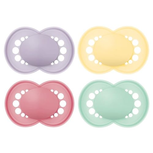 MAM Original Matte Baby Pacifier, Pink/Purple/Blue, 6-16 Months (4 Count)