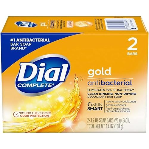 Dial Gold Antibacterial Deodorant Soap, 2 Pack, Total Net Wt 6.4 oz