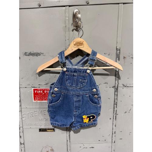 Vintage 90s Infant Cotton Rustic Cute Disney Winnie the Pooh Denim Bib Overalls Kids size 3/6M