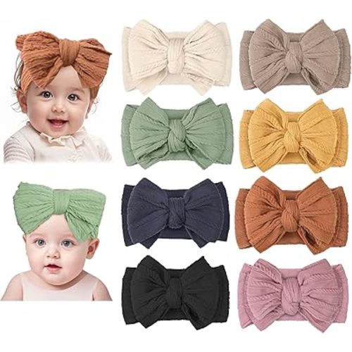 Dusty Pink Handmade Baby Headbands Soft Stretchy Nylon Hairbands with Bows for Newborn Infant Baby Toddler (66-02)
