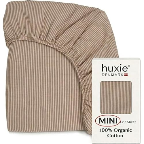 Huxie Mini Crib Sheets - Organic Cotton (Mini Natural Stripe)