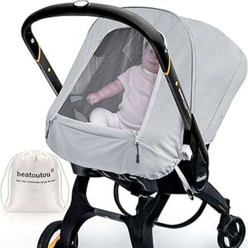 Summer Baby Car Seat Cover Compatible with Doona Car Seat and Stroller,Breathable Sunproof Car Seat Canopy for Boys & Girls,Suitable for Spring/Summer/Autumn Use (Gray)