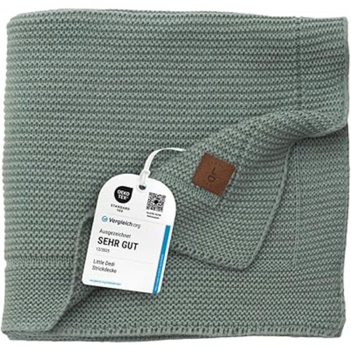 Little Dedi Alina Baby Soft Knitted Blanket, 30 x 40 in, Green, Soft and Breathable, Oeko-Tex Certified, Lightweight and Cuddly, Perfect for Newborns, Toddlers, Cot, Pram