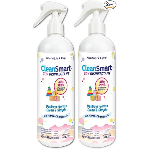 CleanSmart Toy Disinfectant Spray Kills 99.9% of Viruses and Bacteria, Rinse Free, 16 oz Bottle, (Pack of 2)