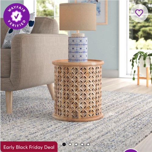 Mistana™ Eakin Solid Wood Drum End Table | Wayfair