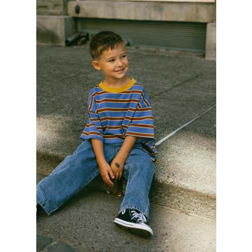 Striped Retro Tee- Blue – Fostered Collection