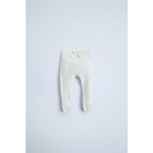 BOW FOOTED KNIT LEGGINGS - Light ecru | ZARA United States