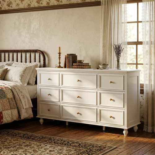 Canora Grey Classic Elegance 9-Drawer Dresser With Brass Knob Handles - Timeless & Reviews | Wayfair