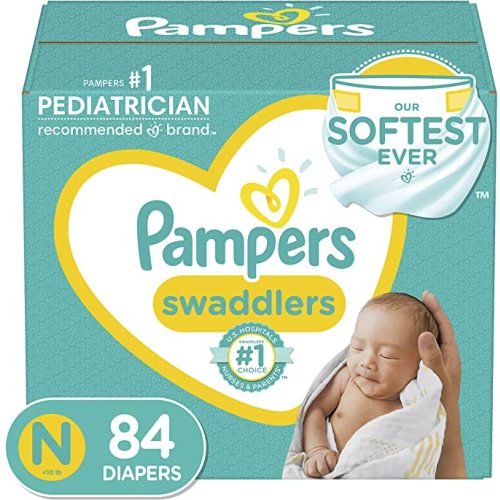 Diapers Newborn/Size 0 (< 10 lb), 84 Count - Pampers Swaddlers Disposable Baby Diapers, Super Pack (Packaging May Vary)