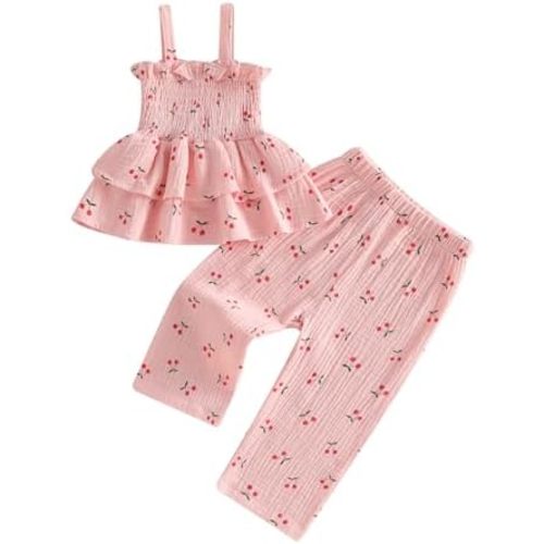 Toddler Baby Girl Halloween Clothes Sleeveless Pumpkin Face Tank Tops and Long Pants Sets Girls Cute Outfits