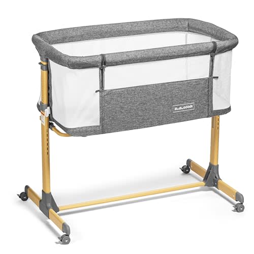 3 in 1 Baby Bassinet with Wheels, Portable Bedside Sleeper for Baby with 6 Adjustable Heights and Foam Mattress, Baby Bedside Crib for Newborns and Infants