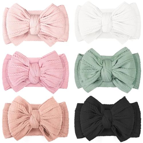 CÉLLOT 6 Pcs Super Stretchy Soft Handmade Headbands with Double Bows Head Wrap Nylon Hair Accessories For Newborn Babies Girls Infants Toddlers