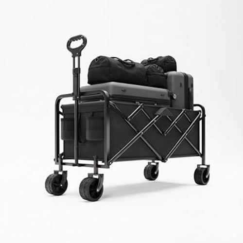 Heavy Duty Collapsible Wagon Cart, 480LBS Foldable Utility Wagons with All-Terrain Wheels