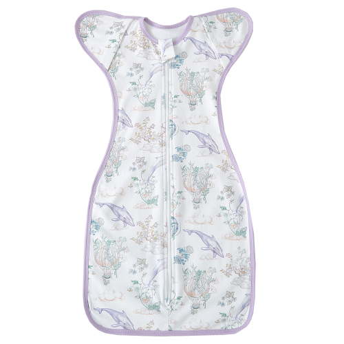 WIBACKER 0.5 Tog Newborn Self-Soothing Swaddle Sleep Sack 100% Cotton 0-6M Baby Arms Up Transitional Swaddles with 2-Way Zipper