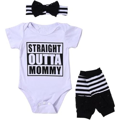 3PCS Outfit Set Newborn Toddler Baby Girl Clothes Romper+ Leg Warmers+ Bow Headband