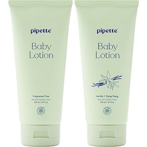 Pipette Baby Lotion Discovery Duo, Pack of 2, Includes Fragrance Free and Vanilla + Ylang Ylang Scents, Baby Lotion for Newborn, Sensitive Skin, and Kids, Non-Toxic, Hypoallergenic