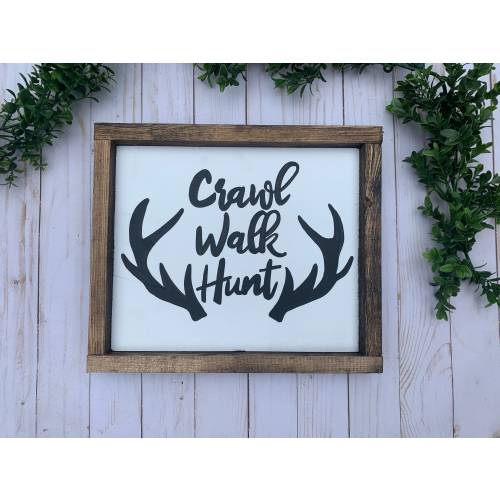 Crawl Walk Hunt, Nursery Decor, Woodland Nursery, Nursery Wall Decor, Hunting, Deer Sign, Farmhouse Signs, Rustic Wall Decor, Nursery Decor