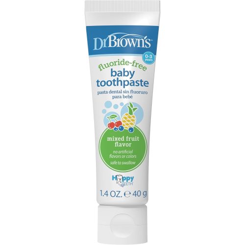 Dr. Brown’s Fluoride-Free Baby Toothpaste, Infant & Toddler Oral Care, Mixed Fruit, 1-Pack, 1.4oz/40g, 0-3 Years
