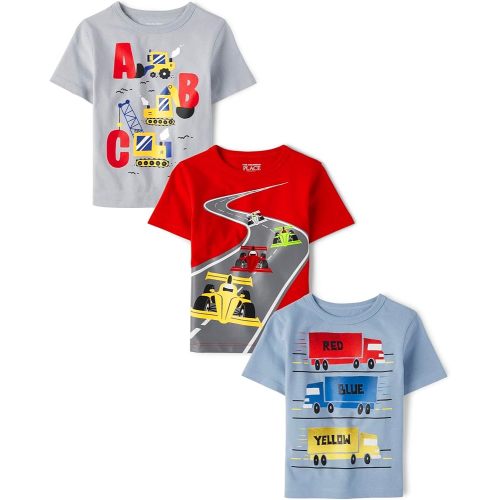The Children's Place Baby-Boys and Toddler School,Learning Short Sleeve Graphic T-Shirts,3 Pack