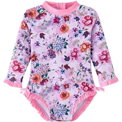 UMELOK Baby Girl Swimsuit Infant Rashguard Swimwear One Piece UPF 50+ Sun Protection Rash Guard Bathing Suit