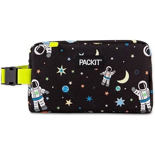 PackIt Freezable Snack Box, Spaceman, Built with ECOFREEZE Technology, Collapsible, Reusable, Zip Closure with Buckle Handle, Great for All Ages and Fresh Snacks on the go