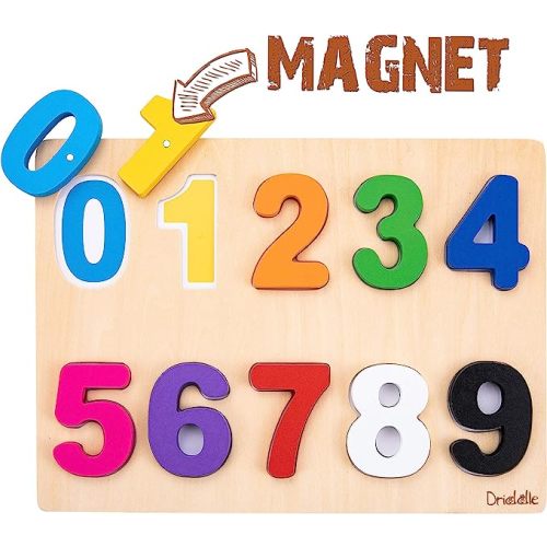Magnetic Wooden Educational number Puzzle - Learn Numbers & Color Recognition Toy – Toddler Preschool Game – Kids Montessori Education