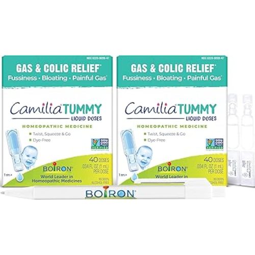 Boiron Camilia Tummy Drops 40 Count (Pack of 2) Bundle with Pen for Colic, Painful Gas, Bloating, & Fussiness - Sterile and Non-Drowsy Liquid Doses