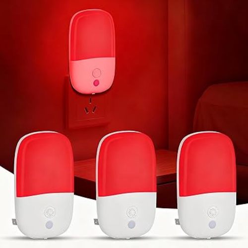 670nm Red Light Night Light for Sleep Therapy, 3 Pack Auto On/Off Dimmable Night Light with Dusk to Dawn Sensor, LED Night Lights Plug into Wall Promote Melatonin Natural Sleep for Baby Kid Adult Room