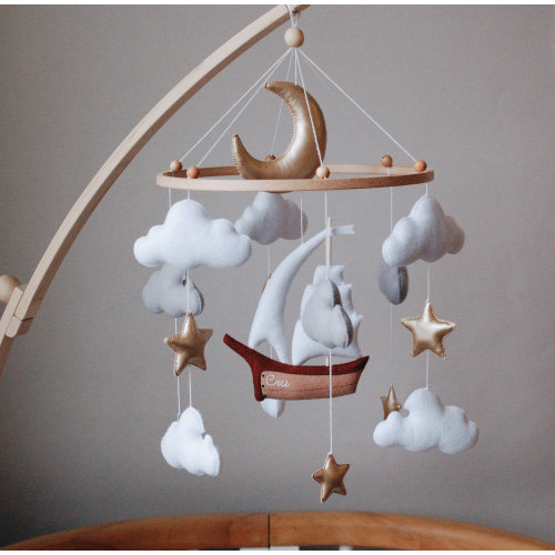 Personalized Ship Baby Mobile: Felt Ocean Nursery Decor