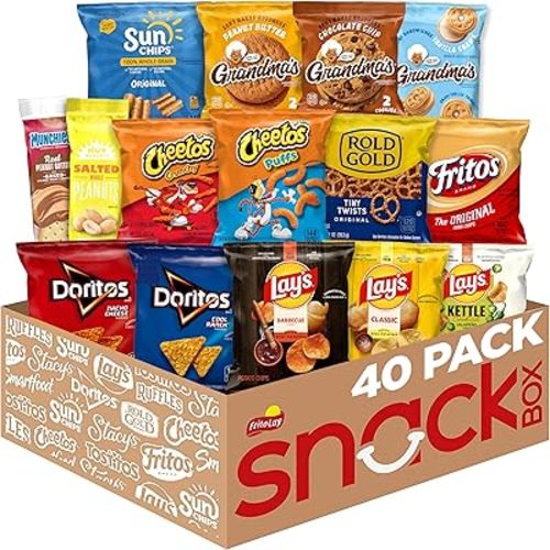 Frito-Lay Ultimate Classic Snacks Package, Variety Assortment of Chips, Cookies, Crackers, & Nuts, 0.56 ounces, (Pack of 40) (Packaging May Vary)