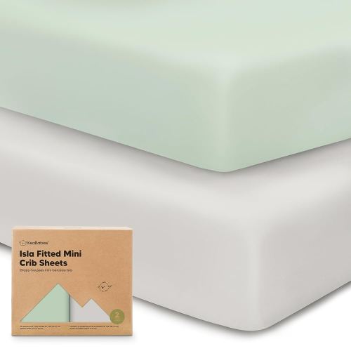 Pack and Play Sheets Fitted - 2-Pack Mini Crib Sheets for Pack N Play Mattress 38x26, Soft & Cozy, Neutral Toddler Playard Bedding, Snug Fitted Mini Baby Crib Mattress Cover Boy, Girl (Sage)