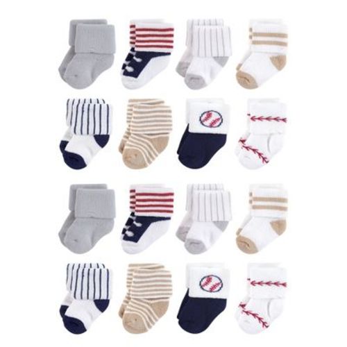 Little Treasure Cotton Rich Terry Socks 16-Pack, Baseball, 0-6 Months
