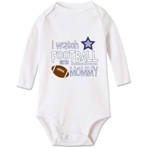 GKrepps Watch Football with Mommy Cowboys Fans Baby Bodysuit Baby One-piece Long Sleeve