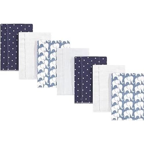 Hudson Baby Unisex Baby Cotton Flannel Burp Cloths, Boy Elephant, One Size