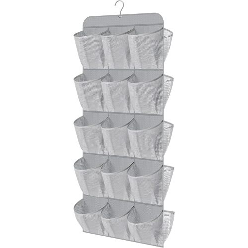MISSLO 30 Large Pockets Dual Sided Hanging Shoe Organizer for Closet with Rotating Hanger Hanging Shoe Shelves, Grey