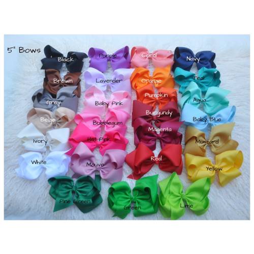 5" Handmade Grosgrain Bow: Baby Headband or Hair Clip - Pick Your Colors