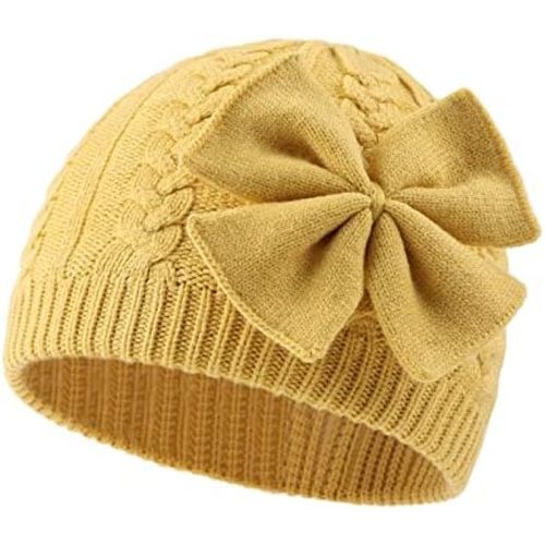 JANGANNSA Winter Warm Knitted Baby Hat for Girls Cotton Lined Infant Toddler Hat Autumn Cute Bow Classic Girls Beanie 0-6Y