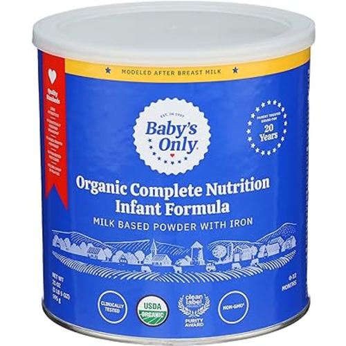 Baby's Only Organic Complete Nutrition Infant Formula, Milk Based Powder with Iron, Modeled After Breast Milk, Newborn to 12 Months Old, 21 oz, 1 Pack