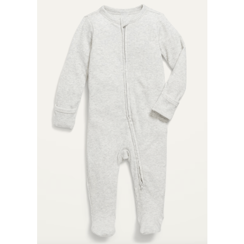 Ribbed 2-Way-Zip Sleep & Play Footed One-Piece for Baby in Light Heather Gray - 0-3 Months