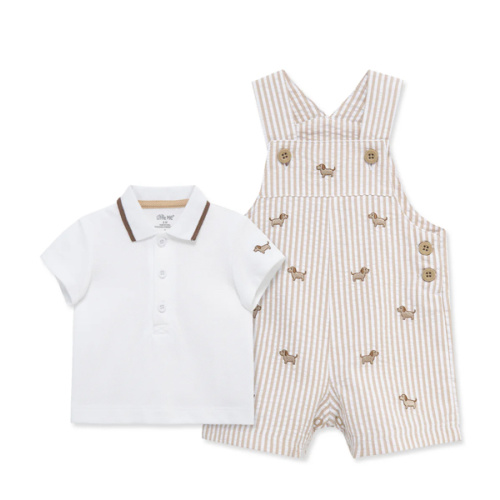 Puppies Woven Shortall Set (3M-12M)